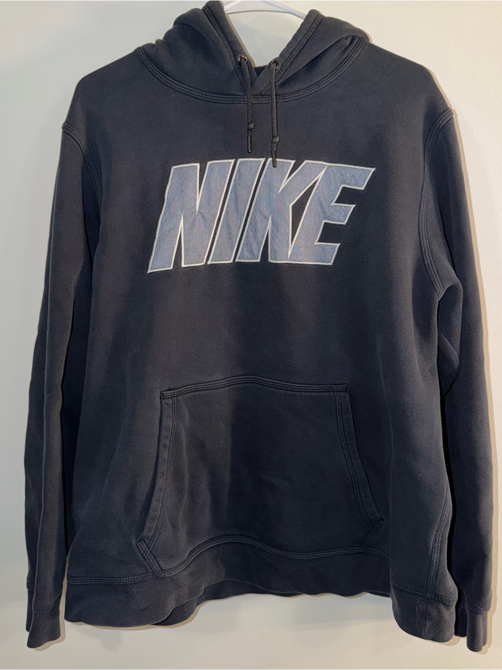 Nike Vintage Blue Tag Men’s Black Hoodie with Grey Logo